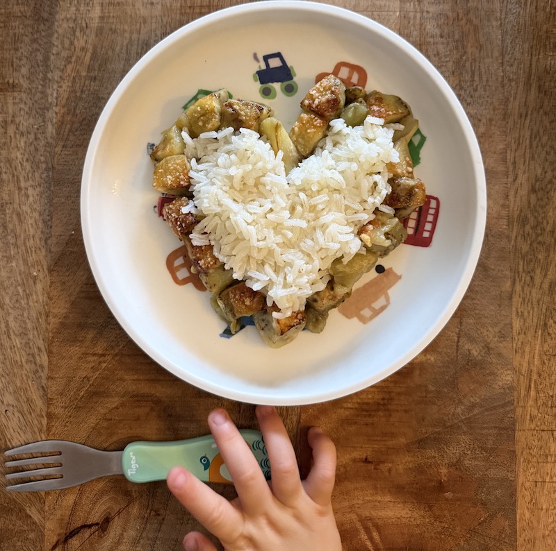 Lire la suite à propos de l’article Aubergine parmesan et riz